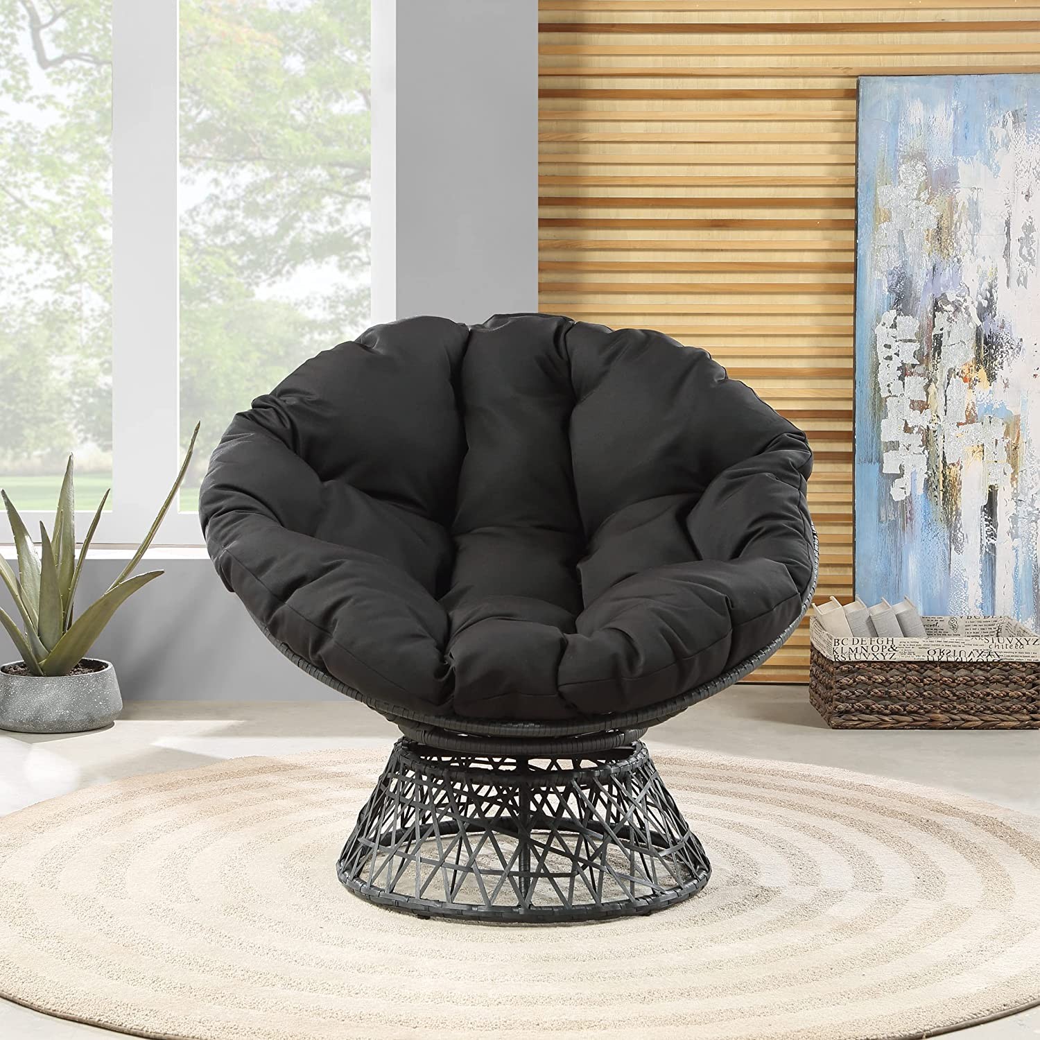 OSP Household Wicker Papaya Chair 360 Degree Swivel